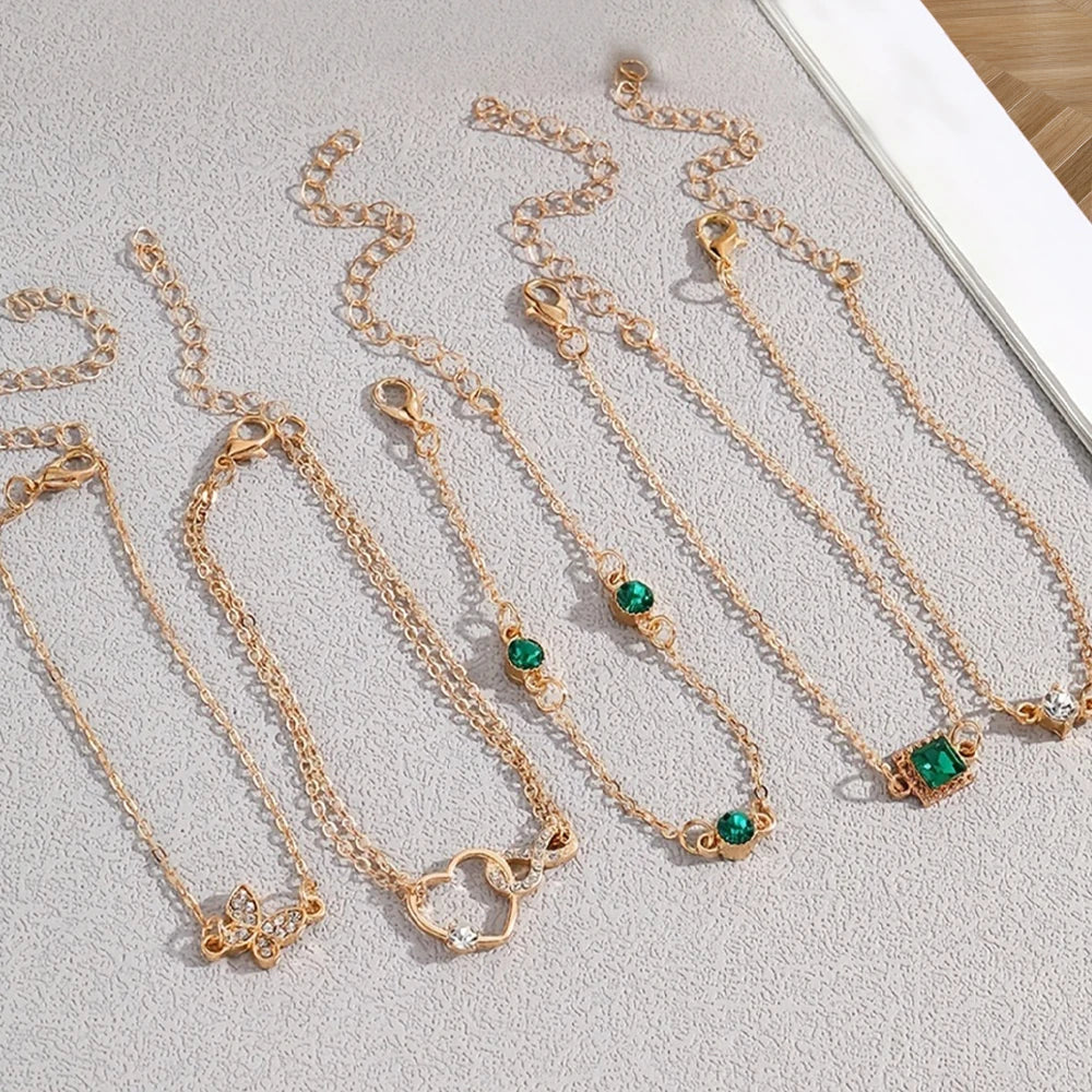 5pcs Vintage Rhinestone armbånd sæt Infinity & Geometric Design, Mode smykker til kvinder, perfekt gave & Casual wear