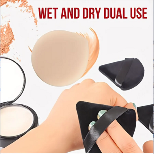10- Piece Triangle Powder Puff Set • Vådt og tør kosmetik Svampe til løs pulver & Foundation
