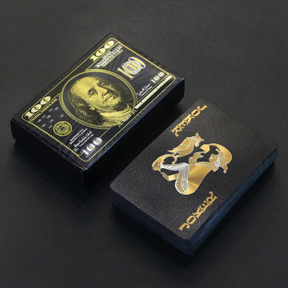 55PCS Gold Foil spillekort 24K Gold Plastic Poker sæt, vandtæt og holdbar Magic spil kort