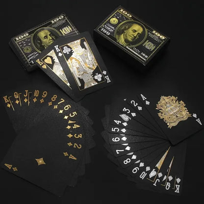 55PCS Gold Foil spillekort 24K Gold Plastic Poker sæt, vandtæt og holdbar Magic spil kort