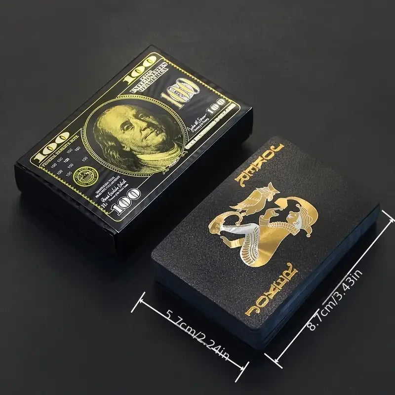 55PCS Gold Foil spillekort 24K Gold Plastic Poker sæt, vandtæt og holdbar Magic spil kort