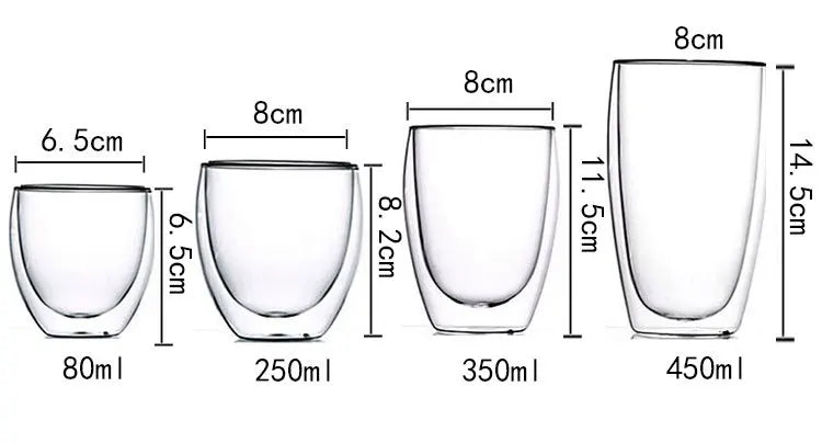 2-18PCS Double Wall High Borosilikat glas Krus Hedebestandig Tea, Kaffe, Mælk og Juice Kopper, Kreativ Bar Drinkware gavesæt