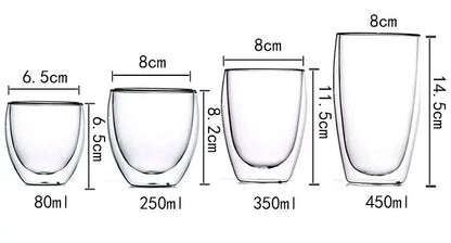 2-18PCS Double Wall High Borosilikat glas Krus Hedebestandig Tea, Kaffe, Mælk og Juice Kopper, Kreativ Bar Drinkware gavesæt