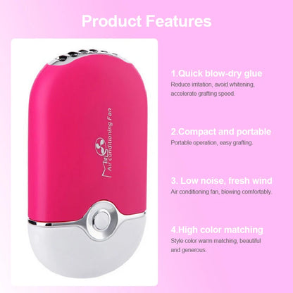 MASSA USB Mini øjenvipper Ventilator til hurtig tørring Lash lim Tørretumbler, Eyelash forlængerværktøj til professionel makeup