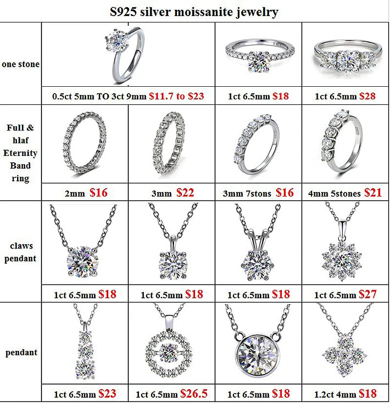 0.1ct 3mm D VVS Moissanite Fuld Eternity Band Ring 925 Sterling Sølv Engagement & Party Smykker for kvinder