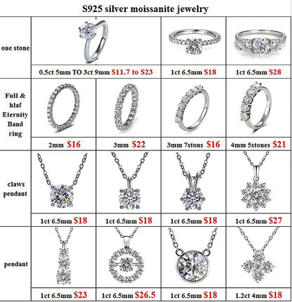 0.1ct 3mm D VVS Moissanite Fuld Eternity Band Ring 925 Sterling Sølv Engagement & Party Smykker for kvinder