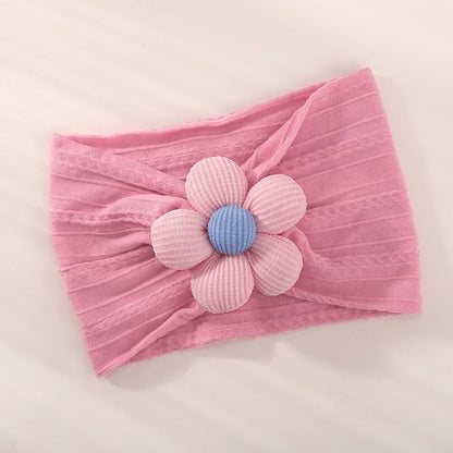 1Pc Baby Nylon hovedtørklæde Håndlavet Blomst Hovedbøjle til Nyfødte piger, Spædbørn Elastisk Hår turban