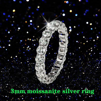 0.1ct 3mm D VVS Moissanite Fuld Eternity Band Ring 925 Sterling Sølv Engagement & Party Smykker for kvinder