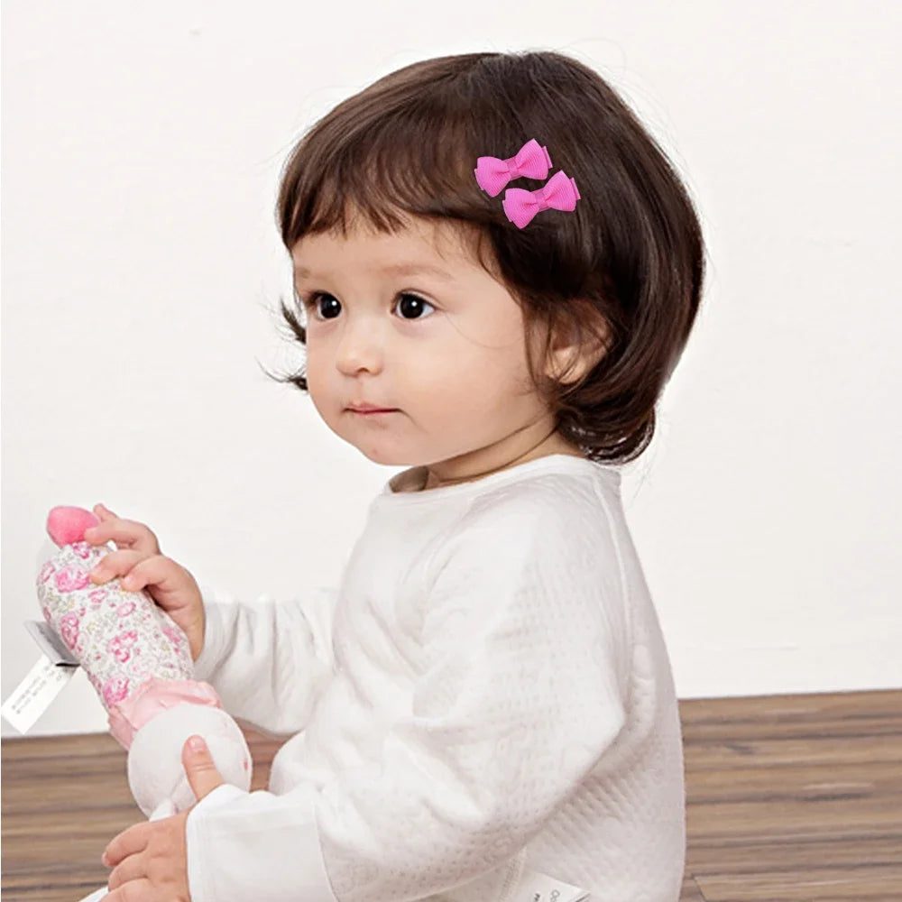 1.2 inches Mini hår buer med klip Solid farver frisure til børn & Baby pige