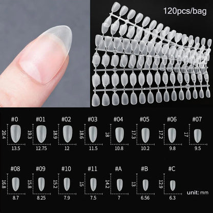 120PCS Matte Press-On Nail Tips – Soft Full-Cover Oval Almond False Nails for DIY Manicure