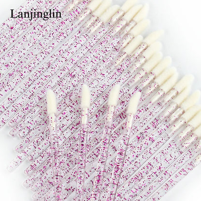 Lanjinglin 5/50 Pcs Engangs Lip Brush Makeup Børster Lipstick Applicator Wands & Eyelash Extension Tool, Professional Skønhed Tilbehør