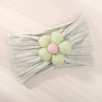 1Pc Baby Nylon hovedtørklæde Håndlavet Blomst Hovedbøjle til Nyfødte piger, Spædbørn Elastisk Hår turban