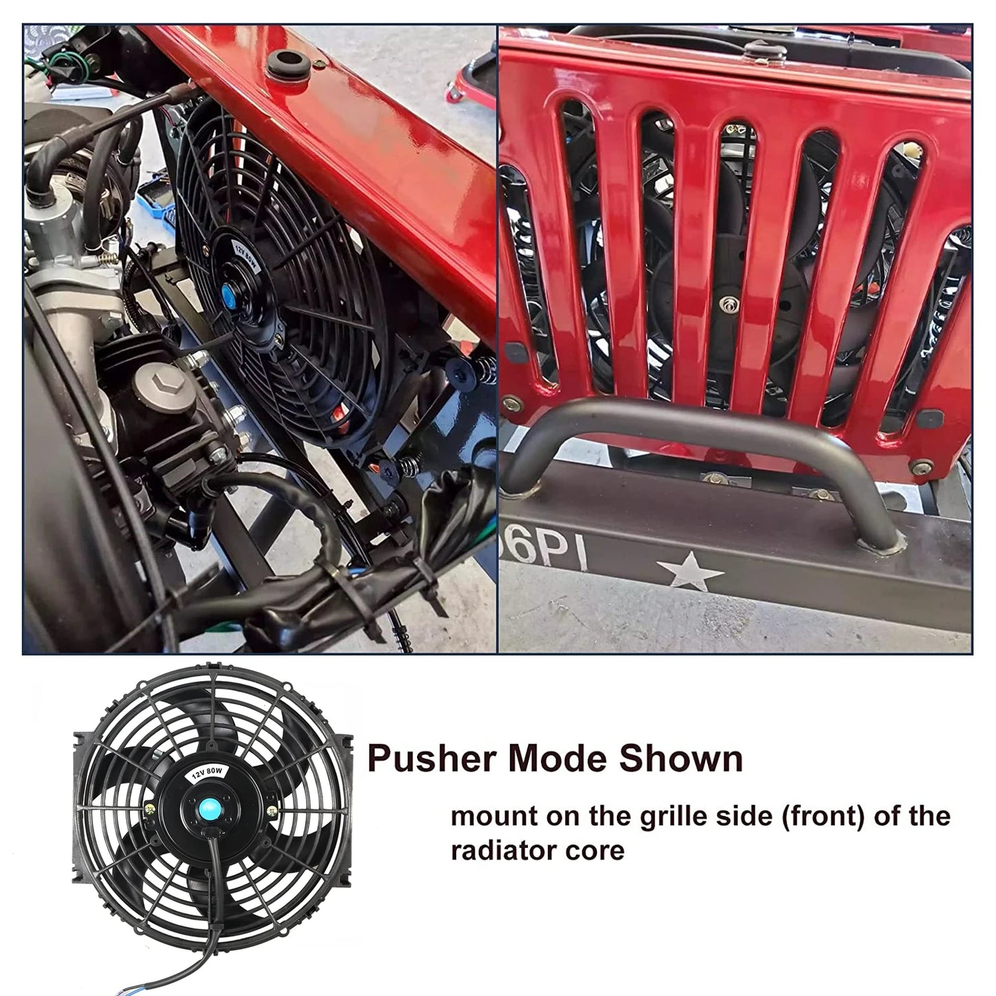 Universal 7/9/10/12/14/16 Tommer 12V 80W Bil Radiator Køleskab Fan Blade • Elektrisk Air Conditioning Fan Kit 2100RPM