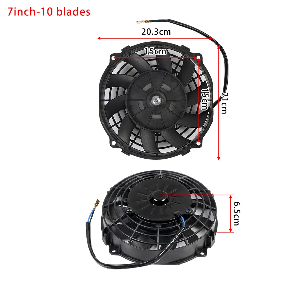 Universal 7/9/10/12/14/16 Tommer 12V 80W Bil Radiator Køleskab Fan Blade • Elektrisk Air Conditioning Fan Kit 2100RPM