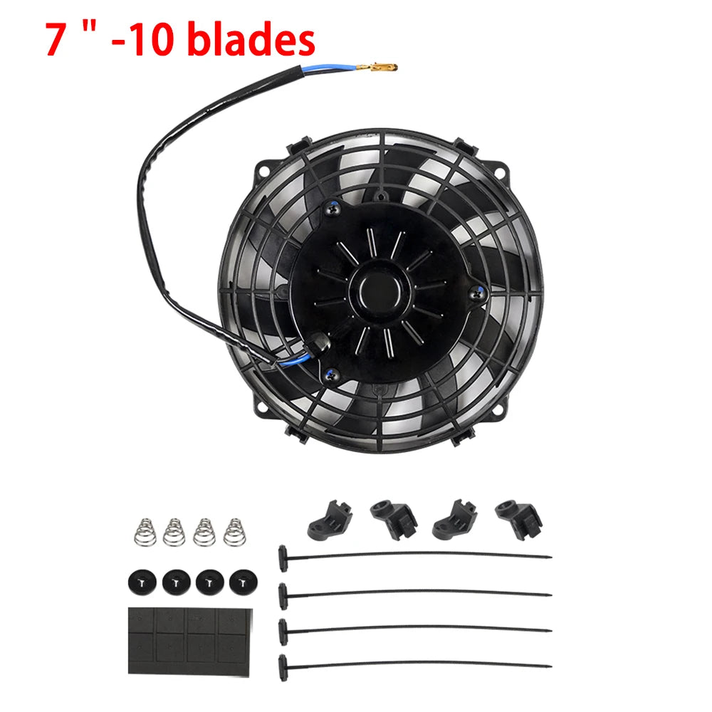 Universal 7/9/10/12/14/16 Tommer 12V 80W Bil Radiator Køleskab Fan Blade • Elektrisk Air Conditioning Fan Kit 2100RPM