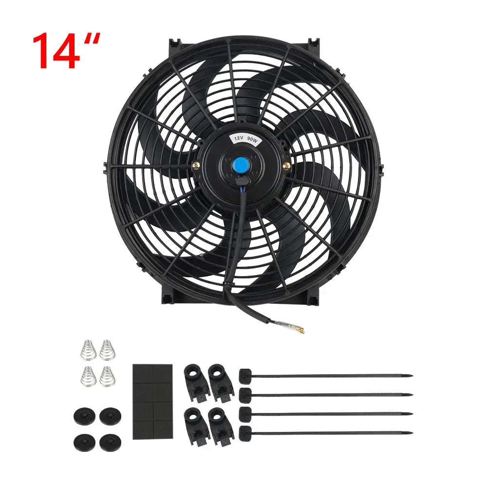 Universal 7/9/10/12/14/16 Tommer 12V 80W Bil Radiator Køleskab Fan Blade • Elektrisk Air Conditioning Fan Kit 2100RPM