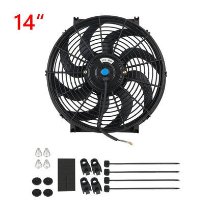 Universal 7/9/10/12/14/16 Tommer 12V 80W Bil Radiator Køleskab Fan Blade • Elektrisk Air Conditioning Fan Kit 2100RPM