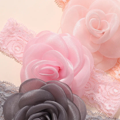 1Pc Baby Nylon hovedtørklæde Håndlavet Blomst Hovedbøjle til Nyfødte piger, Spædbørn Elastisk Hår turban