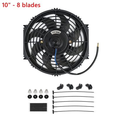 Universal 7/9/10/12/14/16 Tommer 12V 80W Bil Radiator Køleskab Fan Blade • Elektrisk Air Conditioning Fan Kit 2100RPM