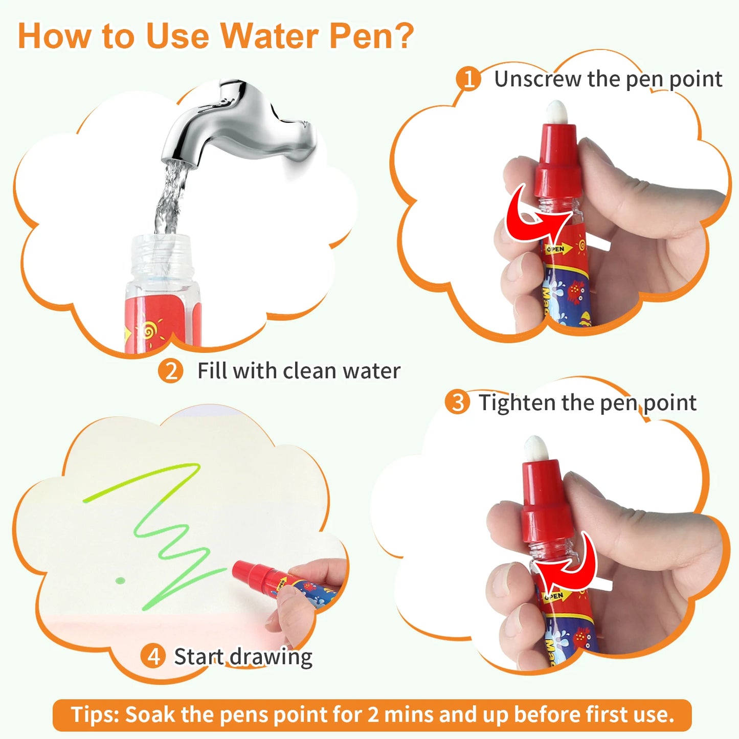 100x80CM Magic vand tegning matte Genbrugelig Doodle bord Montessori pædagogisk legetøj for børn