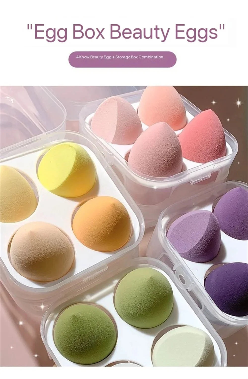 4PCS Makeup Sponge Blender Skønhed æg Kosmetiske Puff Soft Foundation & Powder Svampe til kvinder, Professionelle Skønhedsværktøjer
