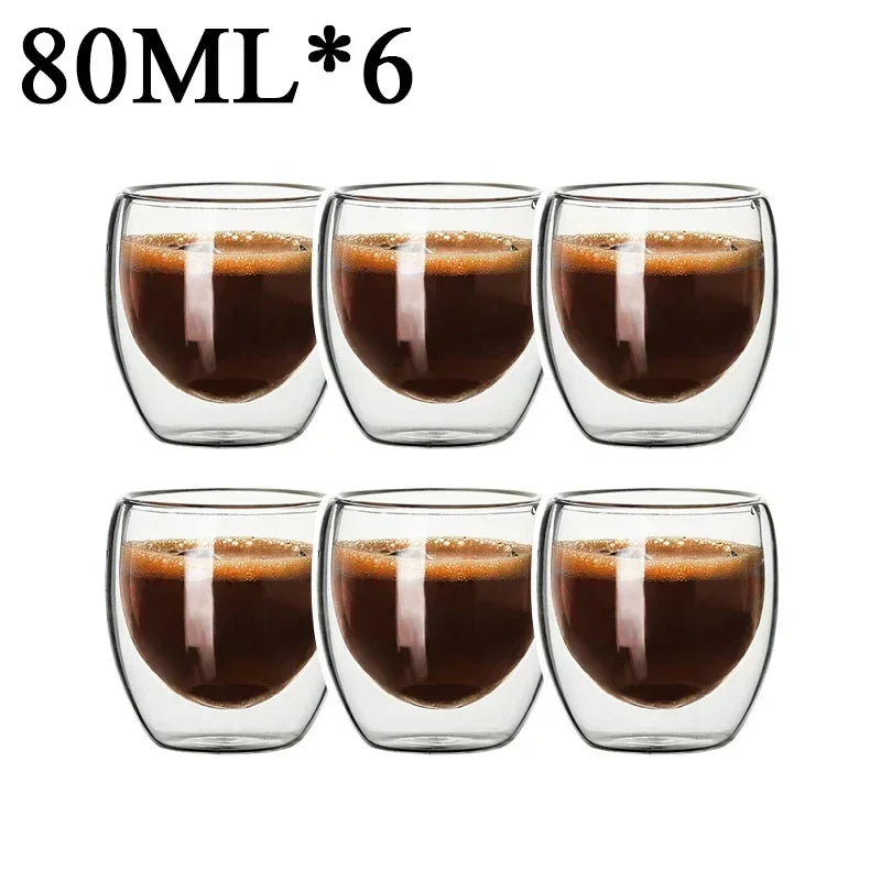 2-18PCS Double Wall High Borosilikat glas Krus Hedebestandig Tea, Kaffe, Mælk og Juice Kopper, Kreativ Bar Drinkware gavesæt