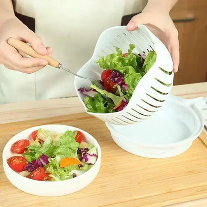 Vegetabilsk Salat Chopper Skål Multifunktionelle Frugt & Vegetabilsk Cutter, Slicer, og Strainer til Køkken
