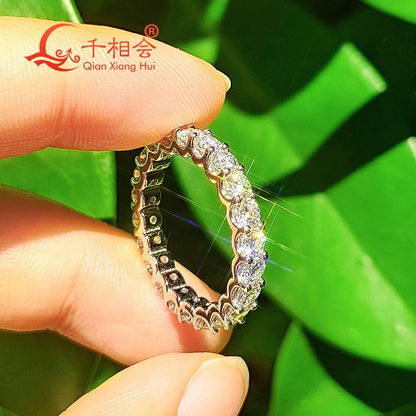 0.1ct 3mm D VVS Moissanite Fuld Eternity Band Ring 925 Sterling Sølv Engagement & Party Smykker for kvinder