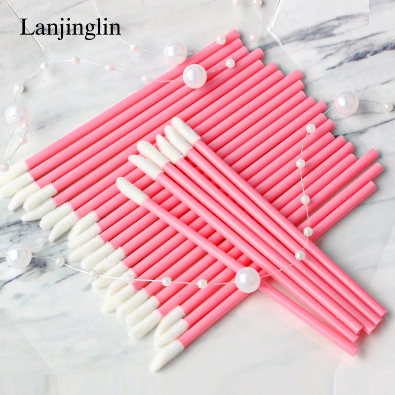 Lanjinglin 5/50 Pcs Engangs Lip Brush Makeup Børster Lipstick Applicator Wands & Eyelash Extension Tool, Professional Skønhed Tilbehør