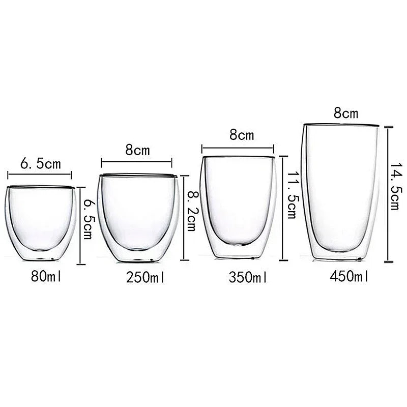 2-18PCS Double Wall High Borosilikat glas Krus Hedebestandig Tea, Kaffe, Mælk og Juice Kopper, Kreativ Bar Drinkware gavesæt