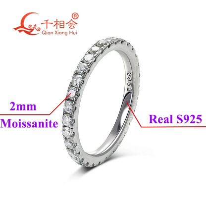 0.1ct 3mm D VVS Moissanite Fuld Eternity Band Ring 925 Sterling Sølv Engagement & Party Smykker for kvinder
