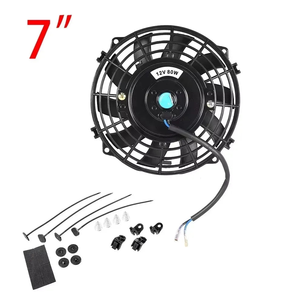 Universal 7/9/10/12/14/16 Tommer 12V 80W Bil Radiator Køleskab Fan Blade • Elektrisk Air Conditioning Fan Kit 2100RPM