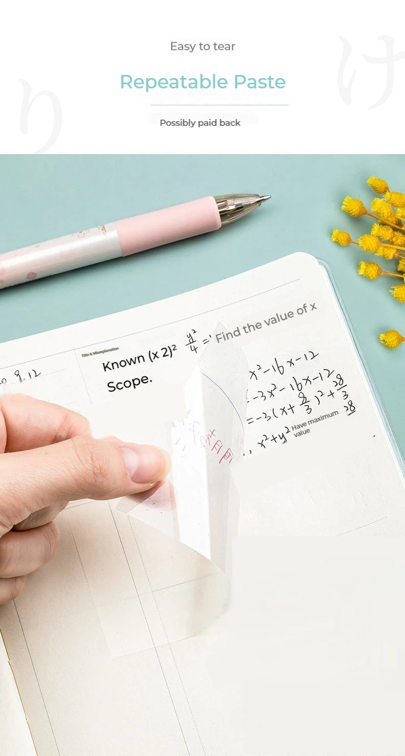 50 Sheets Transparent Sticky Notes – Waterproof Message & Signature Stickers for Notebooks