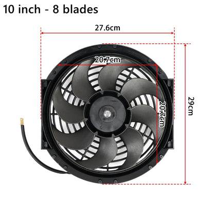 Universal 7/9/10/12/14/16 Tommer 12V 80W Bil Radiator Køleskab Fan Blade • Elektrisk Air Conditioning Fan Kit 2100RPM