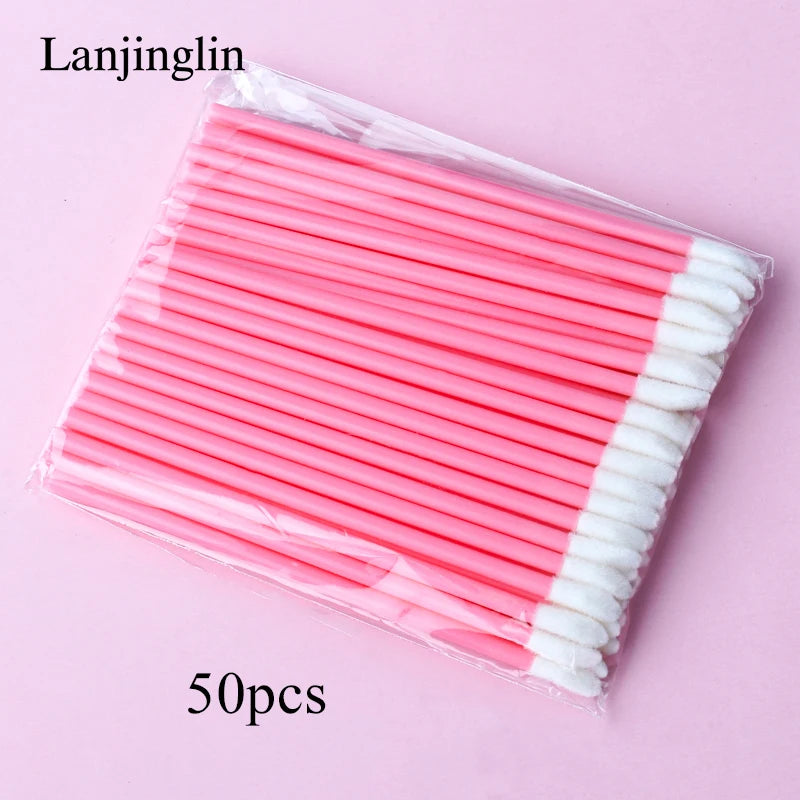 Lanjinglin 5/50 Pcs Engangs Lip Brush Makeup Børster Lipstick Applicator Wands & Eyelash Extension Tool, Professional Skønhed Tilbehør
