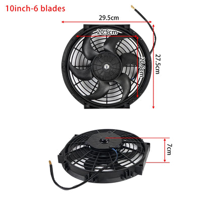 Universal 7/9/10/12/14/16 Tommer 12V 80W Bil Radiator Køleskab Fan Blade • Elektrisk Air Conditioning Fan Kit 2100RPM