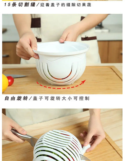 Vegetabilsk Salat Chopper Skål Multifunktionelle Frugt & Vegetabilsk Cutter, Slicer, og Strainer til Køkken