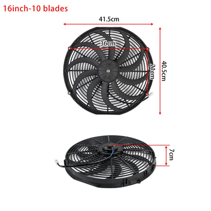 Universal 7/9/10/12/14/16 Tommer 12V 80W Bil Radiator Køleskab Fan Blade • Elektrisk Air Conditioning Fan Kit 2100RPM