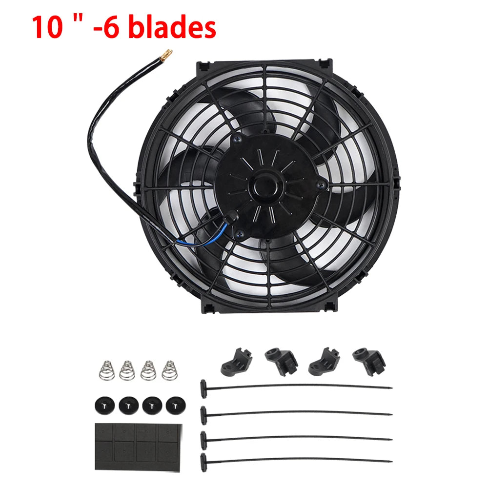 Universal 7/9/10/12/14/16 Tommer 12V 80W Bil Radiator Køleskab Fan Blade • Elektrisk Air Conditioning Fan Kit 2100RPM