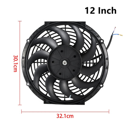 Universal 7/9/10/12/14/16 Tommer 12V 80W Bil Radiator Køleskab Fan Blade • Elektrisk Air Conditioning Fan Kit 2100RPM