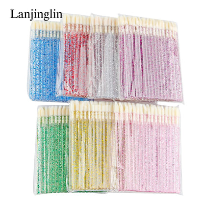 Lanjinglin 5/50 Pcs Engangs Lip Brush Makeup Børster Lipstick Applicator Wands & Eyelash Extension Tool, Professional Skønhed Tilbehør
