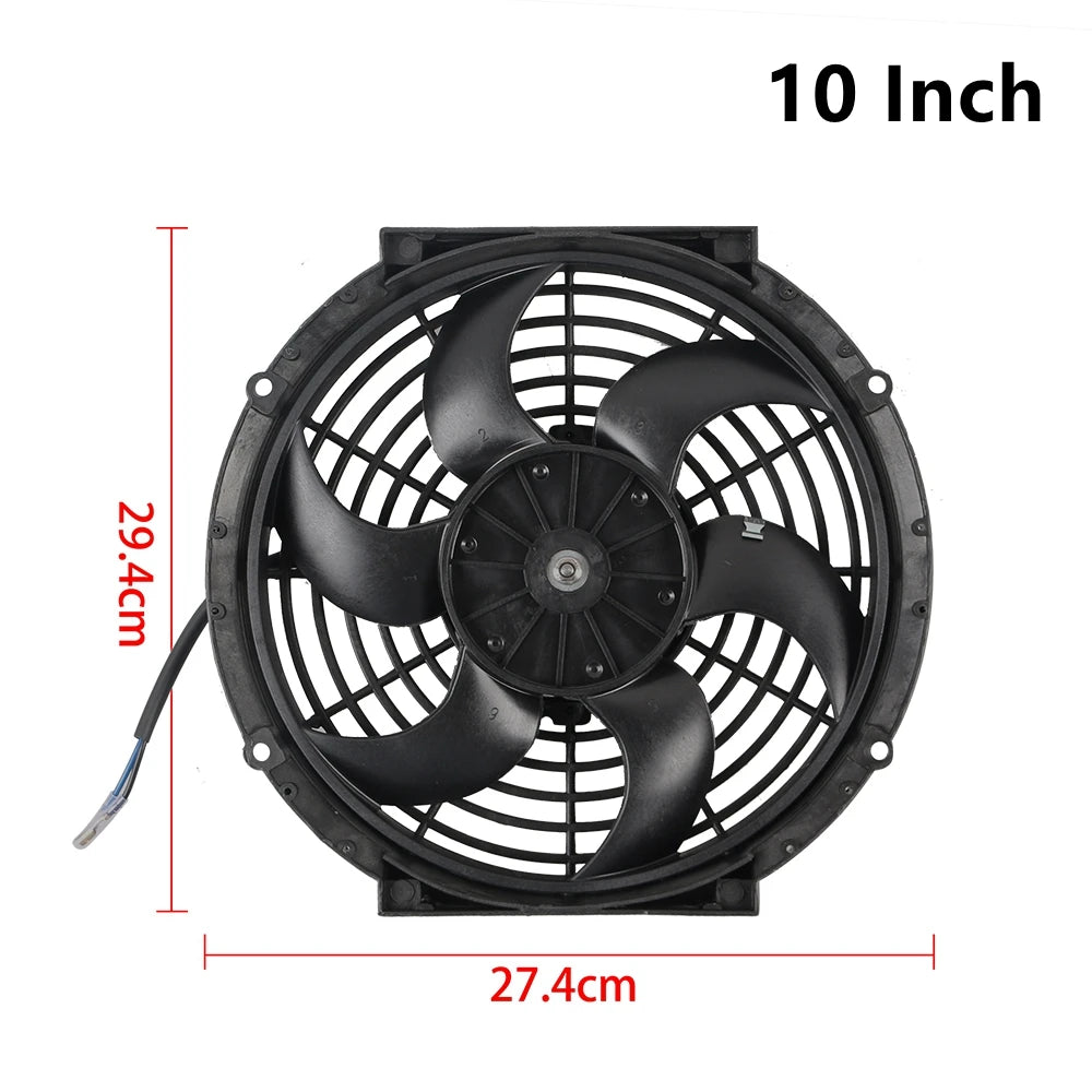 Universal 7/9/10/12/14/16 Tommer 12V 80W Bil Radiator Køleskab Fan Blade • Elektrisk Air Conditioning Fan Kit 2100RPM