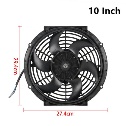 Universal 7/9/10/12/14/16 Tommer 12V 80W Bil Radiator Køleskab Fan Blade • Elektrisk Air Conditioning Fan Kit 2100RPM