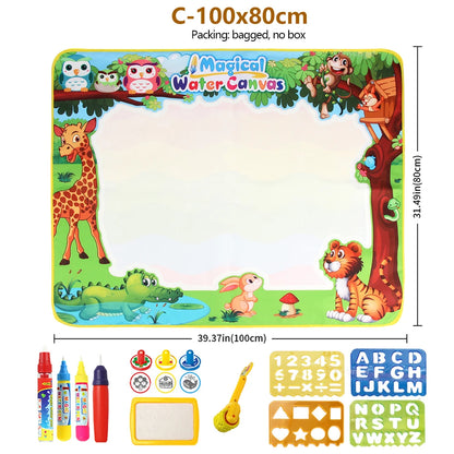 100x80CM Montessori Magic Drawing Board – Reusable Water Doodle Mat for Kids Educational Art & Pen Control Training