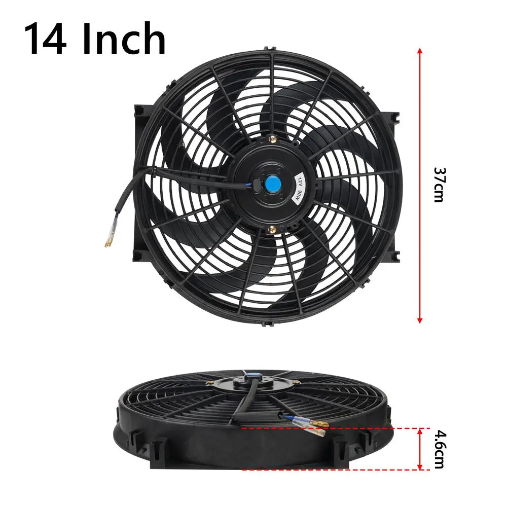 Universal 7/9/10/12/14/16 Tommer 12V 80W Bil Radiator Køleskab Fan Blade • Elektrisk Air Conditioning Fan Kit 2100RPM