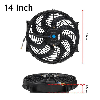 Universal 7/9/10/12/14/16 Tommer 12V 80W Bil Radiator Køleskab Fan Blade • Elektrisk Air Conditioning Fan Kit 2100RPM