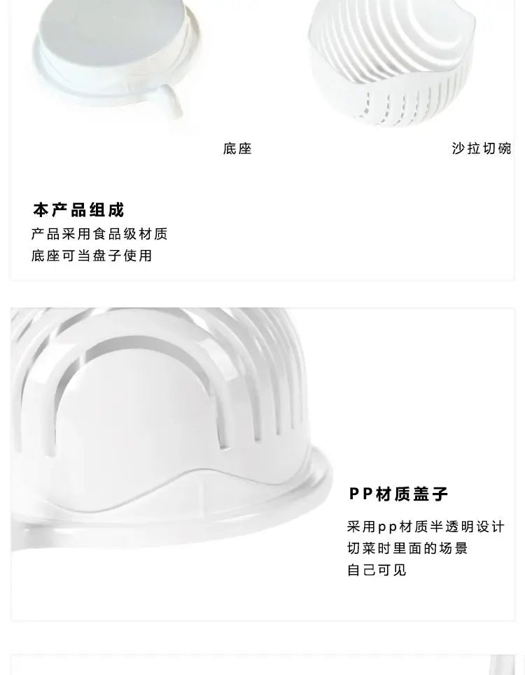 Vegetabilsk Salat Chopper Skål Multifunktionelle Frugt & Vegetabilsk Cutter, Slicer, og Strainer til Køkken