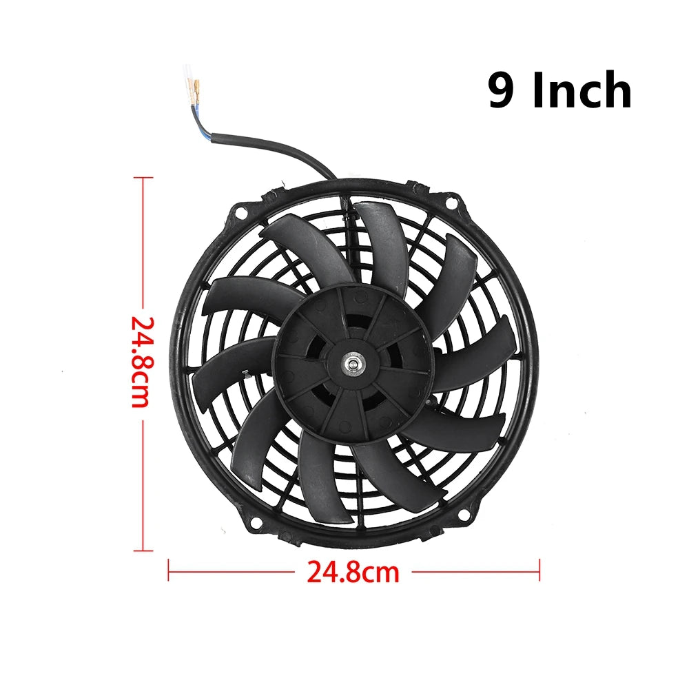 Universal 7/9/10/12/14/16 Tommer 12V 80W Bil Radiator Køleskab Fan Blade • Elektrisk Air Conditioning Fan Kit 2100RPM