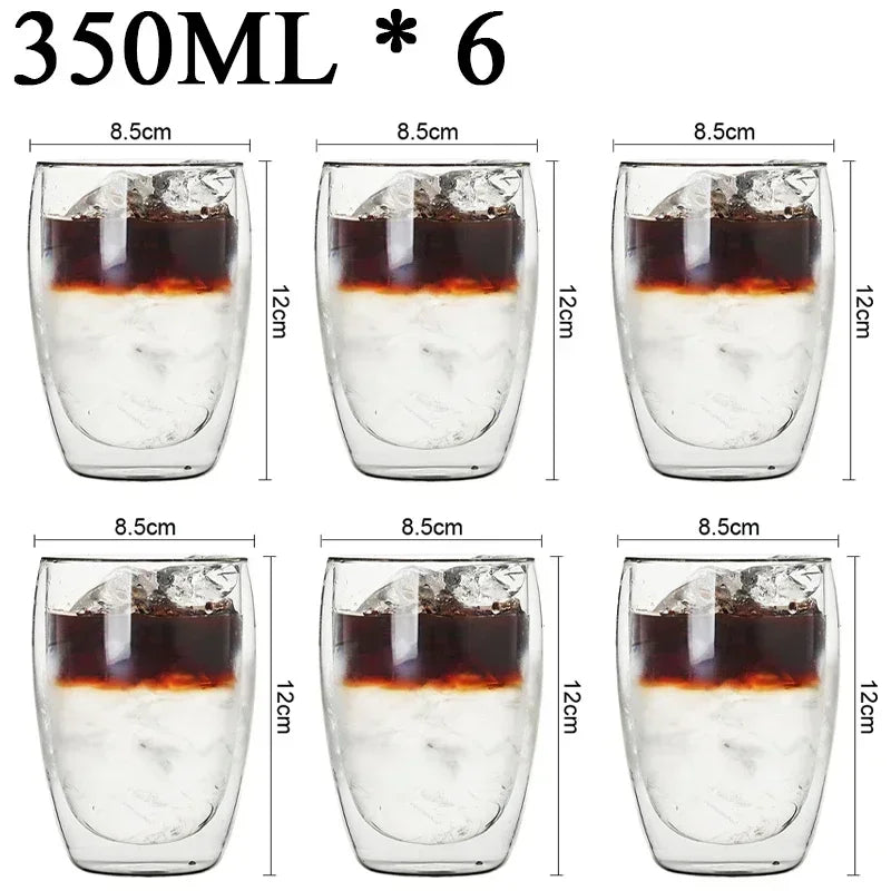 2-18PCS Double Wall High Borosilikat glas Krus Hedebestandig Tea, Kaffe, Mælk og Juice Kopper, Kreativ Bar Drinkware gavesæt