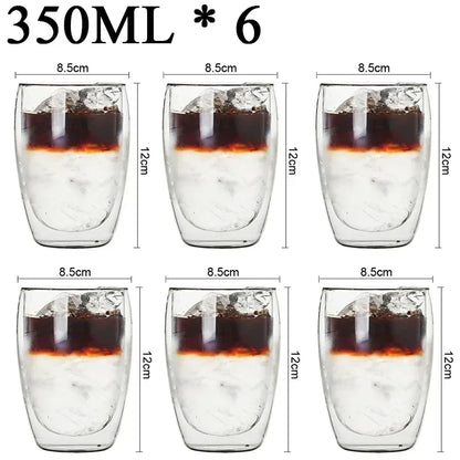 2-18PCS Double Wall High Borosilikat glas Krus Hedebestandig Tea, Kaffe, Mælk og Juice Kopper, Kreativ Bar Drinkware gavesæt